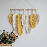 【cw】Hand-Made Macrame Wall Hanging Feather Cotton Leaves Living Room Headboard Door Porch Hangings Boho Decor Wall Tapestry ！