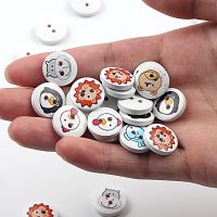 50pcs 15mm Cartoon Animal Buttons Round Wooden Sewing Buttons For Kid Clothing Decoration DIY Needlework Accessories Haberdashery