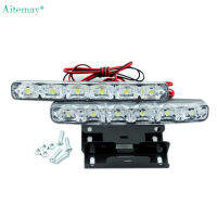 Aitemay ไฟวิ่งตอนกลางวัน LED 5050-6SMD 6W DRL,ไฟเสริมสำหรับขับรถ12V 6000K 2ชิ้น