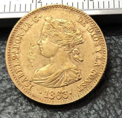 1863สเปน40 Reales-Isabel Ii Gold Copy Coin