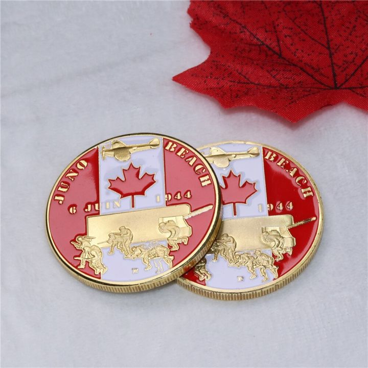 nice-canadian-souvenir-for-collection-canada-infantry-division-ww2-d-day-juno-beach-gold-plated-coin-canada-commemorative-coins