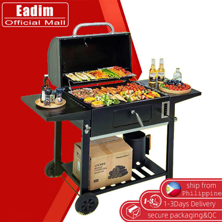 Large Trolley Charcoal Mangal Grills for Garden Barbecue Grill and