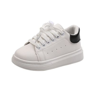 2023 Spring New Children Fashion Soft White Boys Sports Shoes Korean Style Students Lace-up Light Sneakers for Girls Versatile