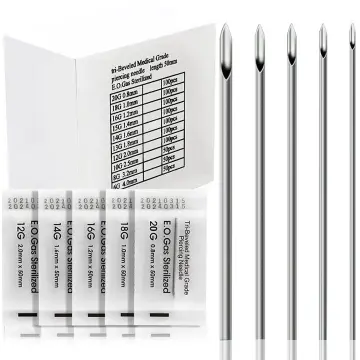 100pcs Piercing Needles Mixed 12g 14g 16g 18g 20g Sterile