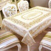 Morris8 lace tablecloth European-style gold-stamped PVC waterproof oil-proof and wash-free sheetcup mat  plastic