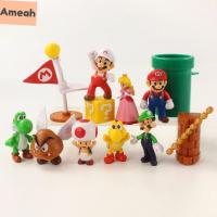 AMEAH PVC ของตกแต่งเดสก์ท็อปการ์ตูนเครื่องประดับบ้านเห็ดสะสมแบบจำลอง Super Mario Bros. ของเล่นรูปแบบของเล่นหุ่นแอคชั่น