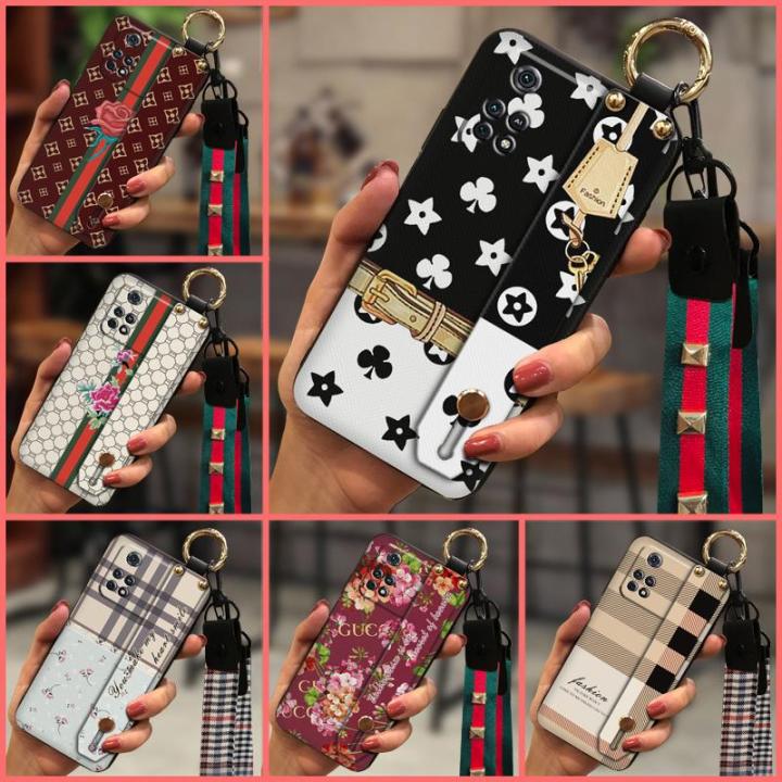 lanyard-soft-case-phone-case-for-xiaomi-poco-m4-pro-4g-fashion-design-wristband-tpu-cute-anti-knock-phone-holder-simple