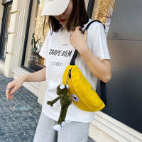 Little Daisy Canvas Waist Bag Women Shoulder Crossbody Bags Frog Doll Chest Bag Casual Banana Funny Bag Design Handbag and Purse