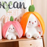 Kawaii Reversible  Rait Plush Toy Soft Stuffed  Transformed Into Bunny Animal Plushie Doll Girlfriend Birhthday Gift