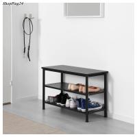 ชั้นวางรองเท้า ชั้นเก็บรองเท้า ชั้นวางรองเท้าพร้อมที่นั่ง Shoe Rack Bench with shoe storage black TINFINIK  79X35X52 Cm