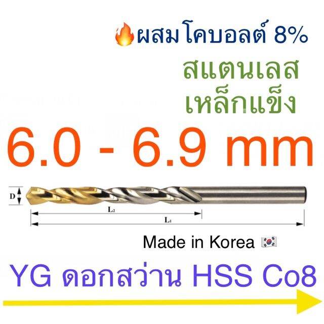 สุดคุ้ม-โปรโมชั่น-yg-hss-co8-ดอกสว่านเจาะสแตนเลส-เคลือบไทเทเนียม-6-0-6-9-mm-ราคาคุ้มค่า-ดอก-สว่าน-เจาะ-ปูน-ดอก-สว่าน-เจาะ-เหล็ก-ดอก-สว่าน-เจาะ-ไม้-ดอก-สว่าน-เจาะ-กระเบื้อง