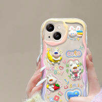 YOUCUN เคสโทรศัพท์น่ารักแบบแขวนลายกระต่าย3D ใสสำหรับ iPhone 15 14 13 12 11 Pro Max PLUS XR X7เคสลายการ์ตูนสไตล์เกาหลี