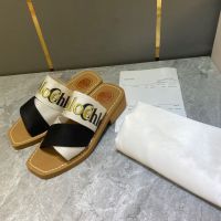 CHLOEˉHeight Increasing Chunky Heel Flip-Flops for Outerwear 2023 New Simple Casual All-Match Cross Knitted Belt Letter Slippers for Women Summer