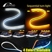 1คู่ไฟวิ่งกลางวันสำหรับไฟหน้ารถ Led Strip DRL LED Strip ไฟเลี้ยวสีขาวสีเหลืองลำดับ LED