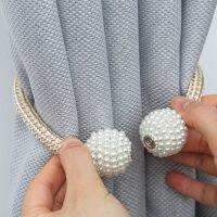 1Pcs of imitation pearl buckle magnet curtain buckle with braided rope free fist back clip