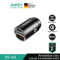 [ทักแชทรับคูปอง] AUKEY ที่ชาร์จในรถ USB-C Power Delivery 30W Metal Dual Port Fast Car Charger with PPS รุ่น CC-A3