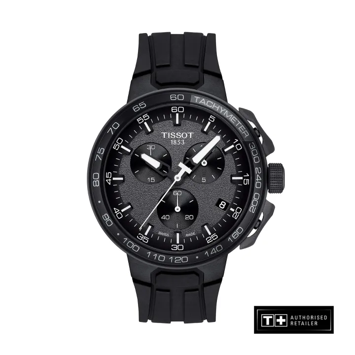 Tissot T Race Cycling Chronograph Men S Black Silicone Strap And Gunmetal Dial Quartz Watch