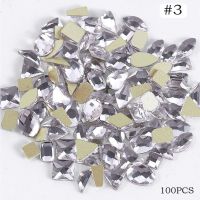 ผสม100PcsคริสตัลAB Nail Art Rhinestones Strassส่องสว่างใสดังแก้วคริสตัลแต่งเล็บอัญมณีสำหรับ3Dเล็บDIYแต่งเล็บDeco