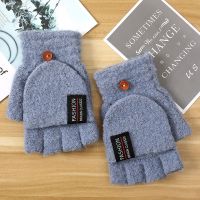 Wool Knitted Fingerless Flip Gloves Winter Warm Touchscreen Gloves For Men Women Exposed Finger Mittens Glove Half finger Gloves