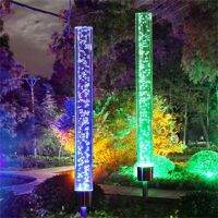 【CW】4/2/1PCS Solar Garden Lights Outdoor Solar Tube Lights Solar Acrylic Bubble Light Waterproof RGB Color Changing LED Solar Lights