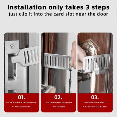 Stainless Steel Punch-free Door Locks High Quality Hotel Door Stoppers Lock For Travel Motels Door Hardware Locks