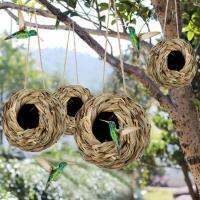 Hummingbird หญ้าธรรมชาติ Hummingbird House สำหรับแขวนภายนอก Hand-ทอรูปร่าง Hummingbird Nest Finch บ้านนกสำหรับ Garden ตกแต่งบ้านกลางแจ้งที่เป็นประโยชน์