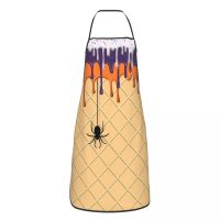 Unisex Melting Ice Cream Spider Bib Apron Adult Women Men Chef Tablier Cuisine for Cooking Kitchen Waffle Pattern Painting