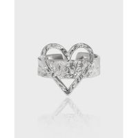 [COD] 127 Korean version of ins niche design minimalist all-match geometric heart-shaped texture open ring female