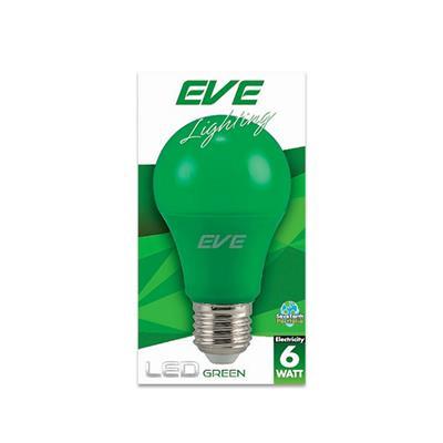 "Buy now"หลอดไฟ LED E27 EVE LIGHTING รุ่น A60 COLOR กำลัง 6 วัตต์ สีเขียว*แท้100%*