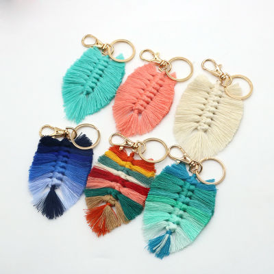 Everything Goes Together Featheriness Key Chain Pendant Leaf Design Tassel Fashion