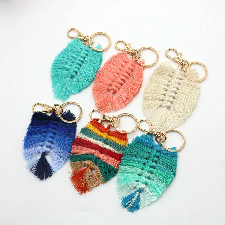 everything-goes-together-featheriness-key-chain-pendant-leaf-design-tassel-fashion