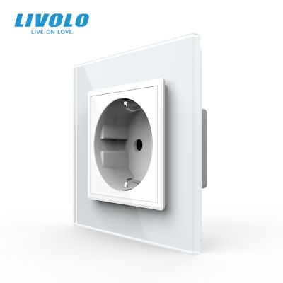 【NEW Popular89】 LivoloStandardSocket WhiteGlass Panel110 250V 16A WallSocket โลโก้ VL-C7C1EU-11no