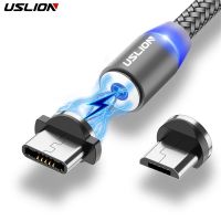 【Super Like】 USLION LED สาย USB แม่เหล็กชาร์จอย่างรวดเร็ว USB Type C สายโทรศัพท์แม่เหล็กชาร์จข้อมูล Micro USB สำหรับ iPhone 11สำหรับ Xiaomi