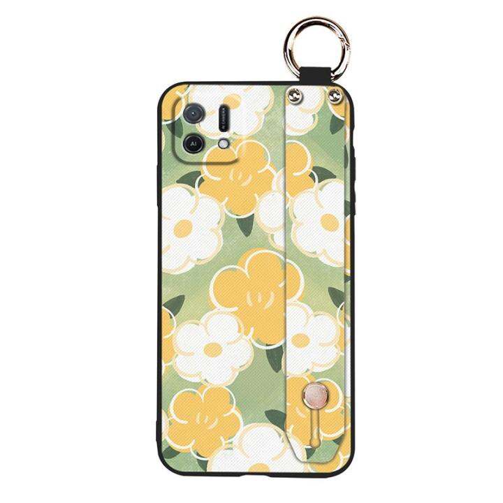 new-arrival-painting-flowers-phone-case-for-oppo-a16k-a16e-silicone-original-dirt-resistant-shockproof-cartoon-lanyard