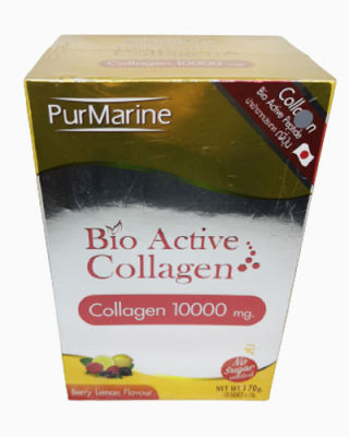 PurMarine Bio Active Collagen 10000 mg เพอมารีน ไบโอ แอคทีฟ คอลลาเจน 10000 มล. ขนาด10ซอง (หมดอายุปี2024)