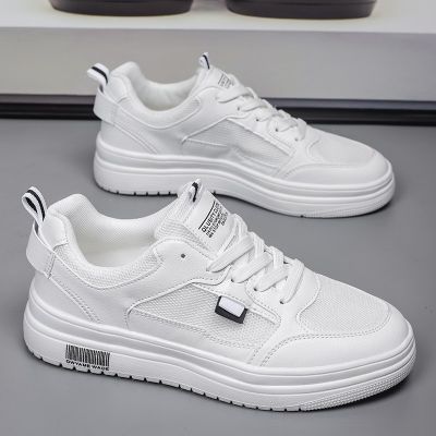 Walking Trainers Mens Casual Shoes Lightweight Breathable Men Shoes Flat Lace-Up Sneakers Men White Business Travel  Masculino