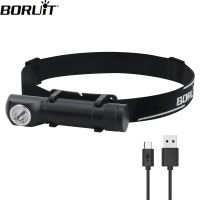 【lz】❉  Boruit-LED Farol Tipo C Recarregável 18650 Farol Lanterna EDC Ímã Clip Cauda Pesca Camping Cabeça Tocha HP100