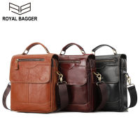 Royal Bagger Messenger กระเป๋าสำหรับผู้ชายของแท้หนังวัวธุรกิจกระเป๋าถือแฟชั่น Casual Crossbody กระเป๋าสะพาย Retro