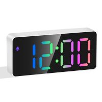 Rainbow Colored LED Digital Alarm Clock, Adjustable Volume, Easy Operation, Outlet Powered for Bedroom,Desk Black