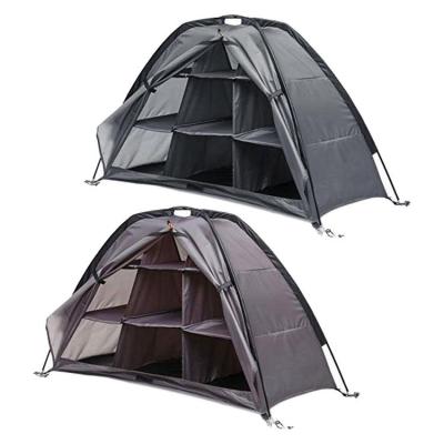 Outdoor Storage Shed 9 Grid Foldable Zipper Tent 210D Oxford Cloth Storage Supplies for Barbecue Camping and Outdoor Dining show