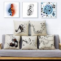 hot！【DT】✧♙♀  Musical Note Sheet Music Print Throw Cover 45x45cm Cushion Covers Pillows Cases Sofa