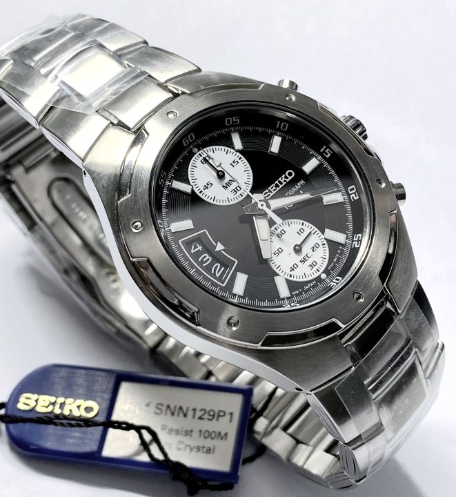 jamesmobile-นาฬิกาข้อมือยี่ห้อseiko-quartz-chronograph-รุ่น-snn129p1-นาฬิกากันน้ำ100เมตร-นาฬิกาสายสแตนเลส