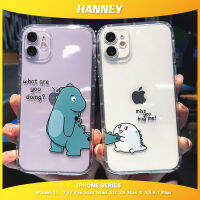 HANNEY สำหรับ iPhone 14 13 12 11 MINI PRO MAX XR XS MAX X XS 8 7 Plus เคสโทรศัพท์น่ารักการ์ตูนไดโนเสาร์สัตว์เครื่องพิมพ์สไตล์เกาหลีกันกระแทก CLEAR Soft TPU ซิลิโคนฝาหลัง