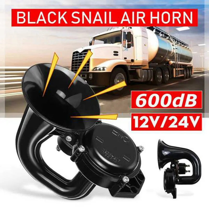 12V/24V Auto Air Horn Loud Truck Trumpet Air Horn with Electric Valve Flat  for Car Vehicle Trucks Bus Van Train