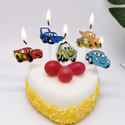 Car with smiley face birthday candle cartoon cake decoration plug-in cute sports car child boy gift