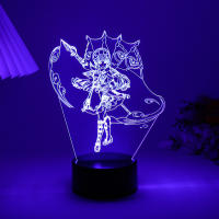 3D Led Night Light Genshin Impact Anime Game 16 Colors Lamp Kids Room Desk Gift Decor Can Be Combined To Purchase Acrylic Board