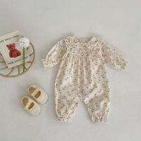 0-24Months Cute Newborn Baby Girl Romper Long Sleeve Peter Pan Collar Loose Flower Jumpsuit One-Pieces Outfits Princess Clothes