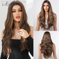 EASIHAIR Lace Front Wigs Brown Highlight Golden Natural Wave Synthetic Lace Wigs with Baby Hair for Black Women Heat Resistant [ Hot sell ] Decoration Center