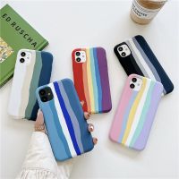 ☏ Luxury Rainbow Cartoon Silicone Case For iPhone 11 X Xr Xs Max Case 12 11 Pro Max 6 6s 7 8 Plus SE Liquid Shockproof Back Cover