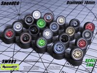 【CC】 SpeedCG 1/64 Wheels with Rubber Tire Type C Modified Parts Diameter 10mm Car Racing Hotwheels